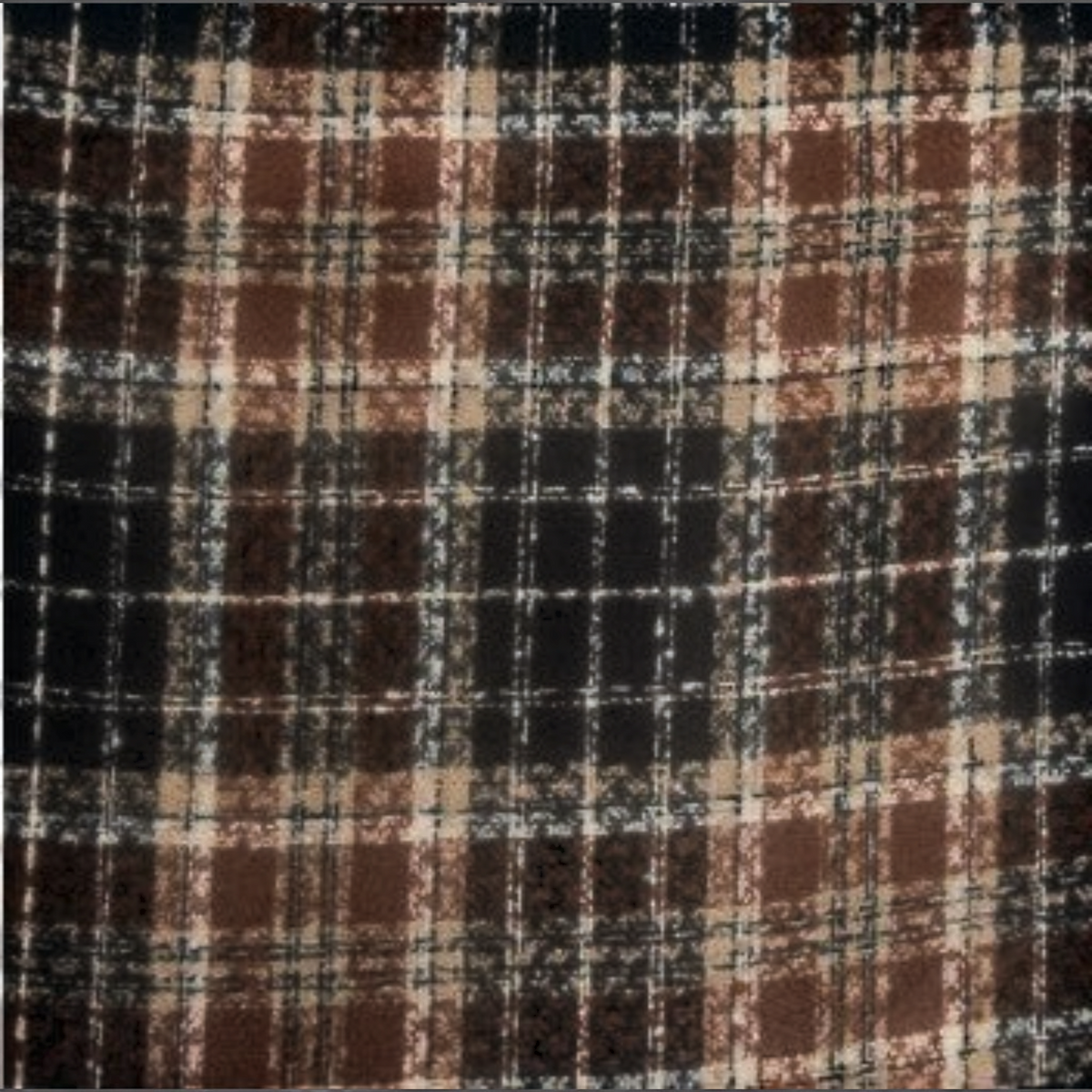 Mellow Monkey Rory classic plaid scarf in brown and black brushed acrylic with a soft textured finish