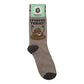 Mellow Monkey brown crew socks featuring a cartoon poop character with fists raised and the text I Pooped Today