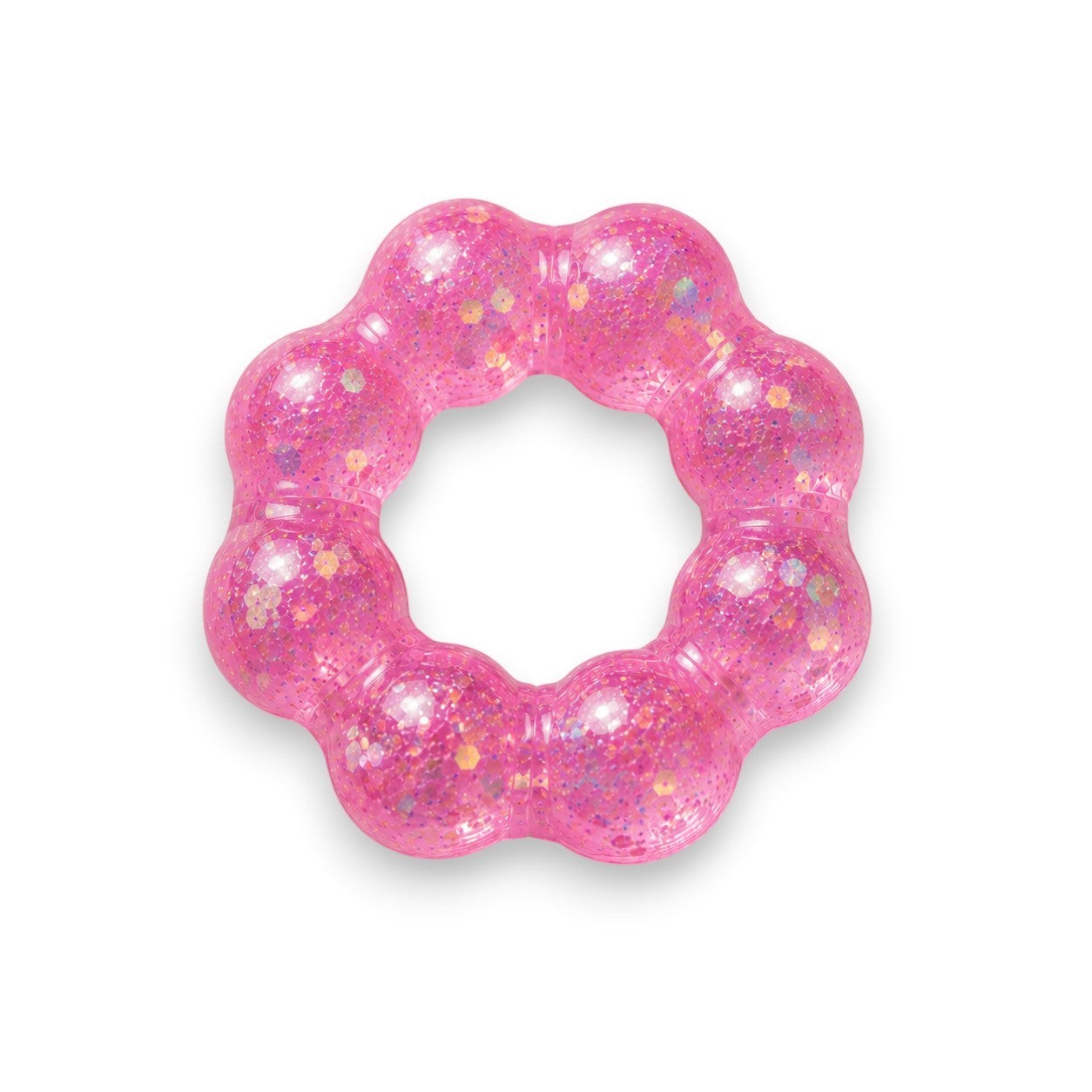 Mellow Monkey Bubblegum Glow Feelzies sensory bracelet in pink with iridescent glitter for stress relief
