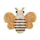 Mellow Monkey Bumble Bee Fashion brooch with champagne rhinestones and black enamel stripes on gold-tone body.