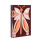 Mellow Monkey Together Tile acrylic wall art featuring a pink, orange, and cream butterfly design on a dark brown background. 5 x 7 inches.
