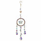 Mellow Monkey butterfly suncatcher with healing stones, iridescent crystals, and gold chains for window decor.