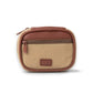 Mellow Monkey beige canvas travel pill case with brown trim and zipper, 8 compartments, 4.5-in