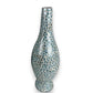 Mellow Monkey 26-inch tall bottleneck vase featuring a shimmering mosaic of iridescent blue and white capiz shells.