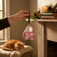 Mellow Monkey pink glitter cat lady slippers blown glass holiday ornament