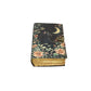 Mellow Monkey Cat and Moon vintage leather spellbook with floral accents and a crescent moon. Features deckle edge paper.