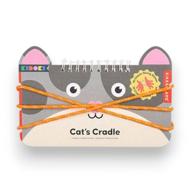 Mellow Monkey Kidoki Cat's Cradle wire-bound game book with orange string for classic hand string games