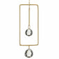 Mellow Monkey celestial suncatcher featuring a rectangular bronze frame with two hanging faceted clear crystals