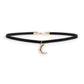 Mellow Monkey black velvet choker necklace with a gold crescent moon charm for a chic celestial style.