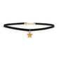 Mellow Monkey black velvet choker necklace with a gold star charm, adjustable celestial style jewelry.