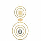 Mellow Monkey celestial suncatcher with gold rings, sun charm, and a hanging crystal prism for window decor.