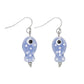 Mellow Monkey ceramic fish earrings in light blue with white polka dots and nickel-free silver hooks.