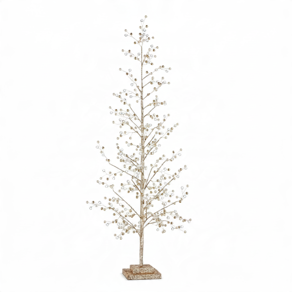 Mellow Monkey 28-inch champagne gold decorative tree with acrylic crystal accents on a sturdy square base