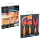 Mellow Monkey 3-piece cheese tool set from the Marrakesh Collection, crafted from colorful birch wood with vibrant stripes.