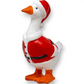 Mellow Monkey Christmas goose garden statue wearing a Santa suit and hat, crafted from hand-painted weather-resistant resin.