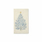 Mellow Monkey 3-ply paper dinner napkins featuring a blue and gold Christmas tree design on a cream background.