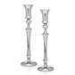 Mellow Monkey Classic 10-inch chrome finish non-leaded crystal candlestick pair with decorative beaded accents.