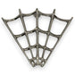 Mellow Monkey chrome spider web pin with a gothic design, perfect for adding flair to jackets or backpacks.