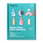 Mellow Monkey DIY clay jewelry kit box featuring colorful polymer clay earring and necklace designs