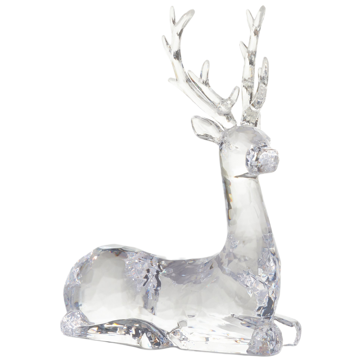 Mellow Monkey clear sculpted acrylic deer figurines in sitting and standing poses for holiday home decor