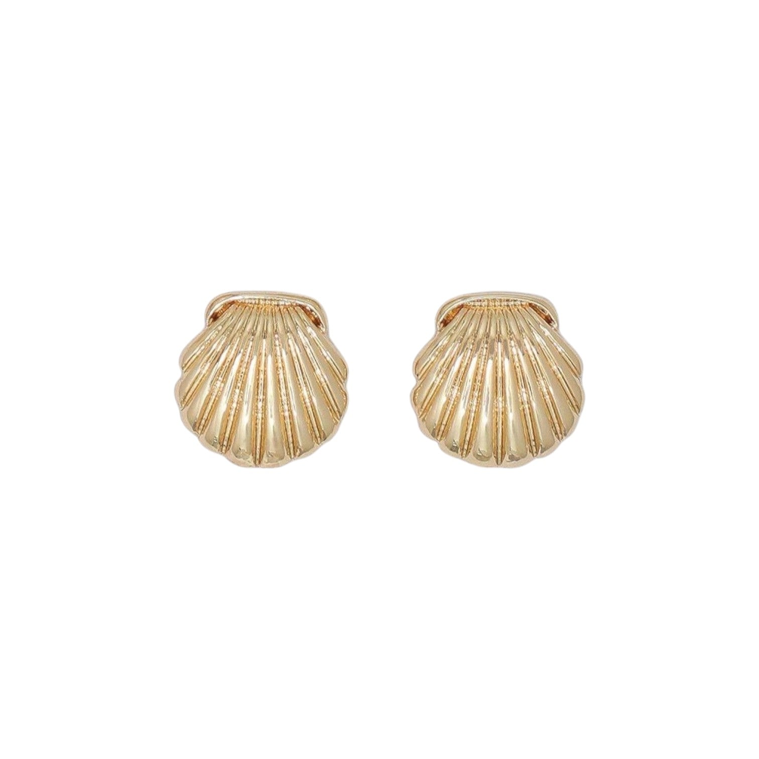Mellow Monkey coastal earring trio featuring gold starfish, blue enamel shells, and white pearl stud accents.