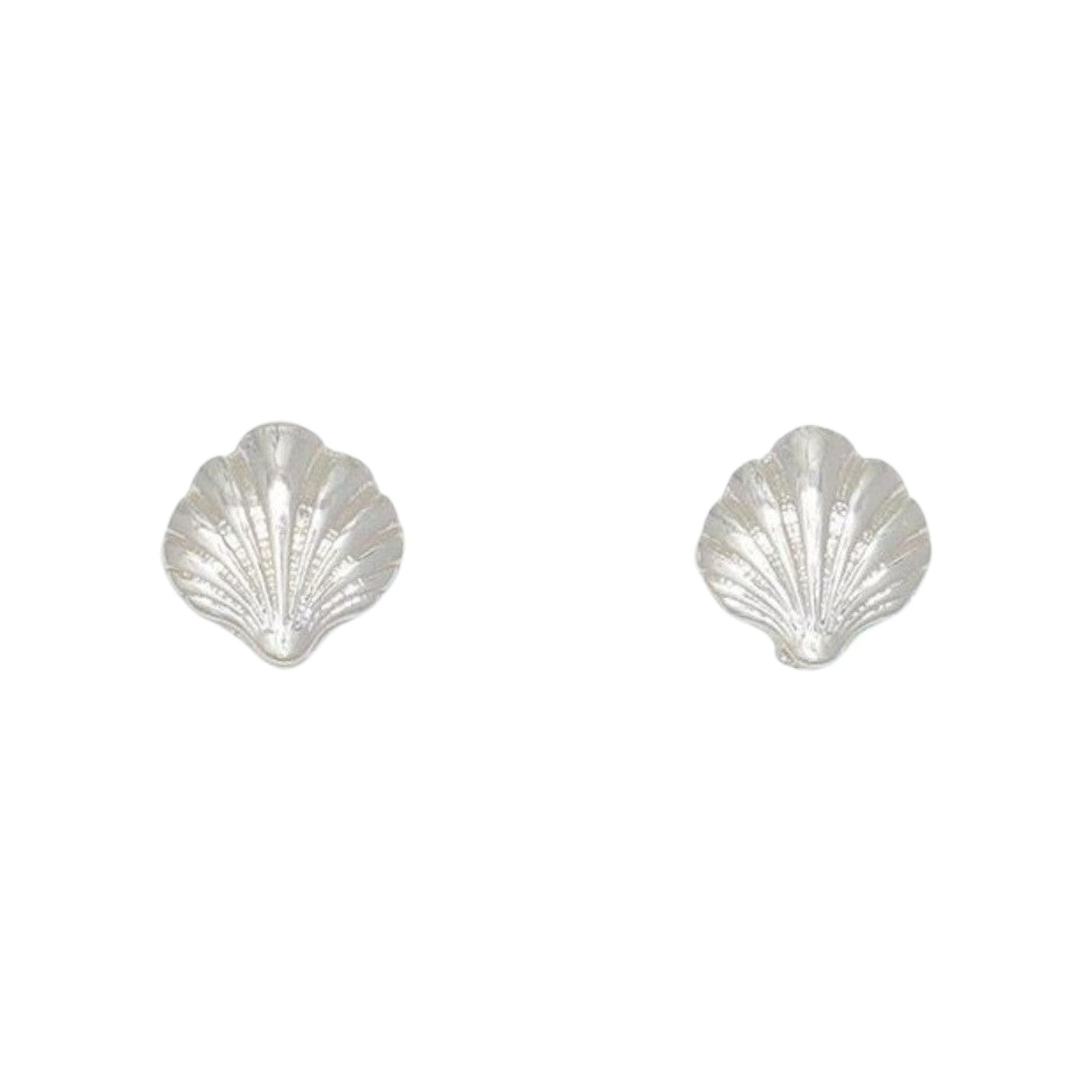 Mellow Monkey silver stud earring set featuring seashell, dolphin, and blue wave designs for a coastal beach look.