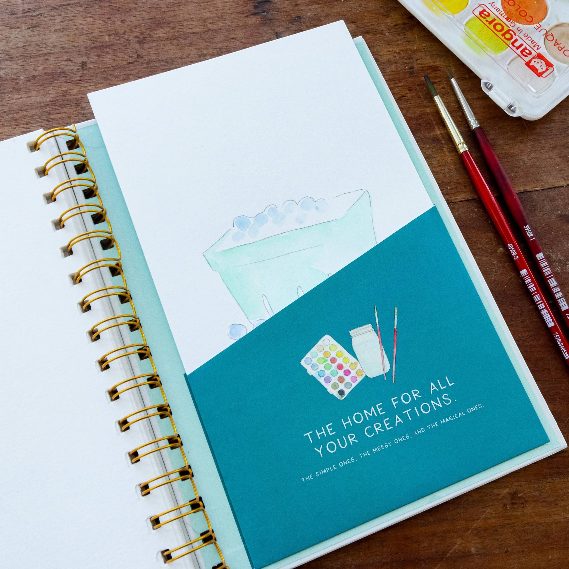 Mellow Monkey Coastin’ watercolor workbook with step-by-step painting guides and perforated pages.