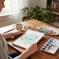 Mellow Monkey Coastin’ watercolor workbook with step-by-step instructions for 9 paintings. Spiral-bound, 5.5 x 8 inches.