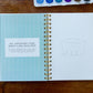 Mellow Monkey Coastin’ watercolor workbook open to a page with a sketch of a berry basket and text about tear-out pages.