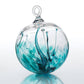 Mellow Monkey 4-inch colorful glass wish ball suncatcher ornament with teal and clear swirling patterns