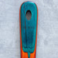 Mellow Monkey Baltique colorful wooden cooking spoon with teal, blue, and orange hues. 12.5-inch length.