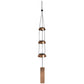 Mellow Monkey copper-toned tiered wind chime with three metallic bells and a rectangular wind catcher on black cords.