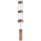 Mellow Monkey tiered copper-toned wind chime with three metallic bells and a rectangular wind catcher for garden decor.