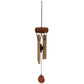 Mellow Monkey Coral mini healing wind chime with wooden canopy, aluminum alloy tubes, and decorative stone accents.