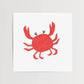 Mellow Monkey red crab framed art print with wood frame and plexiglass. Features original artwork by Kim Dettmer.