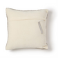 Mellow Monkey square decorative pillow back view in cream fabric with gray embroidered edges and brand tag