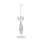 Mellow Monkey crystal angel ornament with a gold halo and hanging string, clear faceted glass design