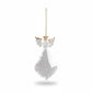 Mellow Monkey crystal angel ornament with a gold finish halo and wings hanging from a gold string