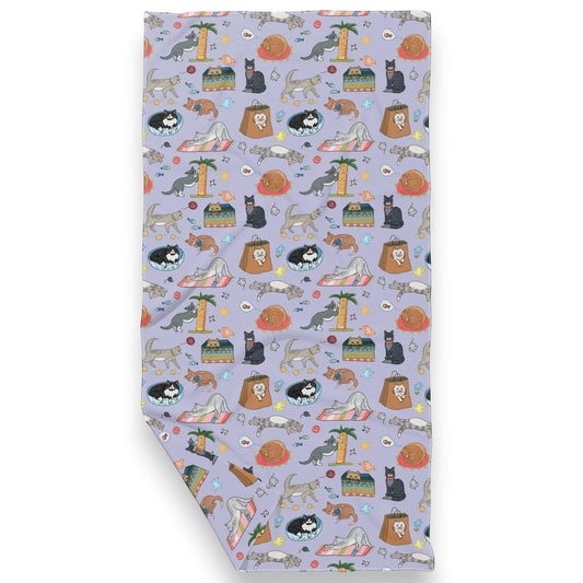 Mellow Monkey cute cats and mice pattern recycled polyester waffle dish towel, 17.75 x 28 inches.