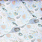 Mellow Monkey cute cats pattern recycled polyester waffle dish towel with mice, fish, and yarn. 17.75 x 28 inches.