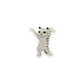 Mellow Monkey 2-inch white dancing cat figurine with black stripes and yellow eyes standing on a white background
