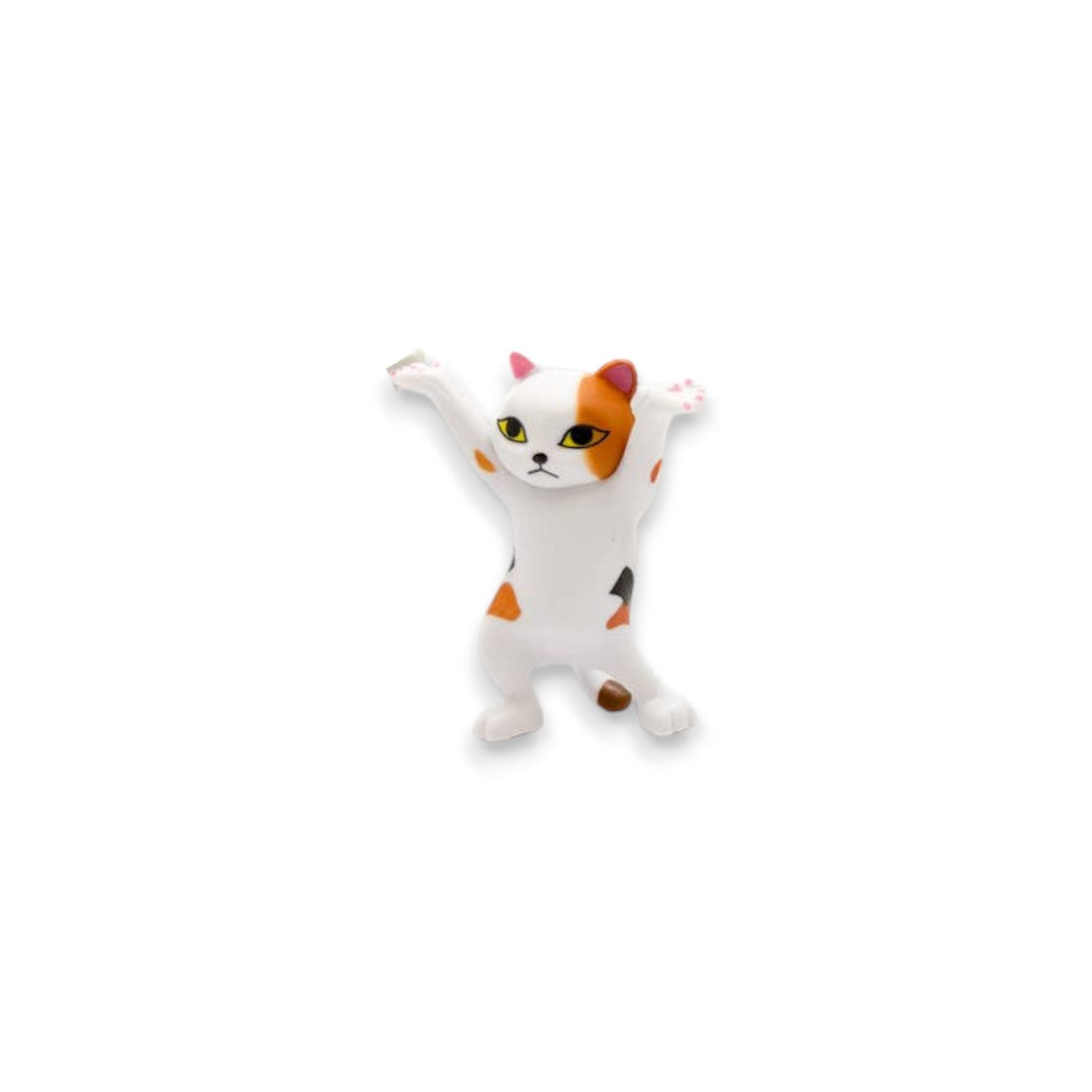 Mellow Monkey set of five 2-inch dancing cat figurines in various colors and patterns standing on a white background