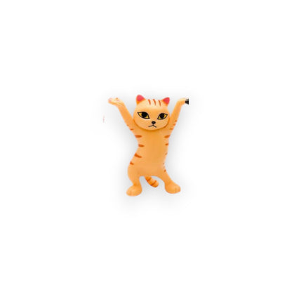 Mellow Monkey set of five 2-inch dancing cat figurines in various colors and patterns standing on a white background