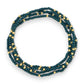 Mellow Monkey dark teal seed bead stretch bracelet with 18K gold plated brass accents