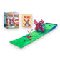 Mellow Monkey Desktop Mini Golf set featuring a green putting mat, wind-up windmill, two putters, balls, and guidebook.