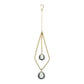 Mellow Monkey diamond-shaped celestial suncatcher with gold wire, metallic chains, and two hanging clear crystals.