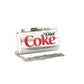 Mellow Monkey metallic silver Diet Coke can novelty bag with a detachable chain strap and secure metal clasp.