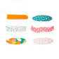 Mellow Monkey DIY hair clip kit featuring six colorful handmade polymer clay hair accessories in various patterns.