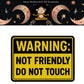 Mellow Monkey Do Not Touch vinyl sticker with yellow warning sign design and bold black text