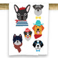 Mellow Monkey 100% cotton tea towel with a fun dog characters print, featuring French Bulldog, Schnauzer, Golden Retriever, and more.